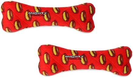 MIGHTY Tuffy 2 Pack Bone Dog Toy: Ultra Durable Plush Toy with Multiple Layers & Reinforced Seams, Washable and Floats, Vinyl Bone & Fleece