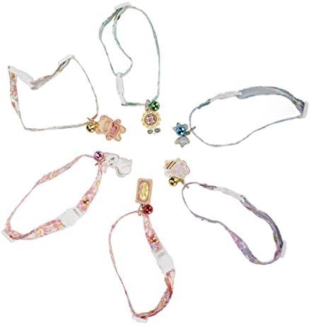Pet Pattern Collars Set of 6 Cute Soft Adjustable Dog Collars with Bell for Small Animals - Polyester Material