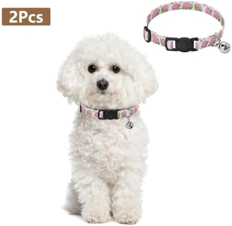 Watercolor Hydrangea Flowers Metal Bell Included Cats Collar 2 Pack for Puppy
