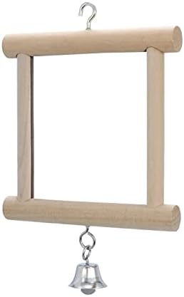 Wontee 4 PCS Bird Mirror with Bell Hanging Interactive Toy (Multi-Colored)