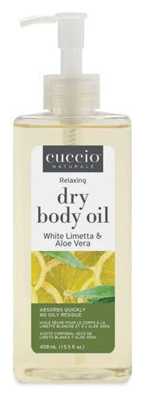 Cuccio Naturale Hydrating Dry Body Oil – White Limetta & Aloe Vera, Fast‑Absorbing Non‑Greasy Moisturizer for Fresh Soft Skin, 15.5 fl oz