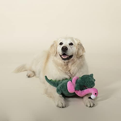 Fringe Studio Squeaker Large Pet Toy, Flamingo Fun T-Rex, 14.5" Tall x 11.5" Wide, PetShop Collection (728003)