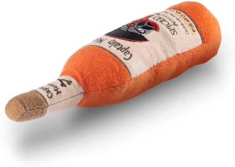 Dog Diggin Designs Captain Muttgan Plush Dog Toy | Luxury-Inspired Parody Captain’s Rum Dog Toy with Squeaker, Soft Plush Novelty Dog Toy – Shaken, Not Stirred!
