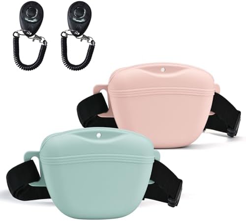 AUDWUD Magnetic Silicone Dog Treat Pouch with Adjustable Belt