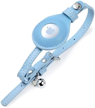 Blueberry Pet Microfiber Leather AirTag Cat Collar with Bell