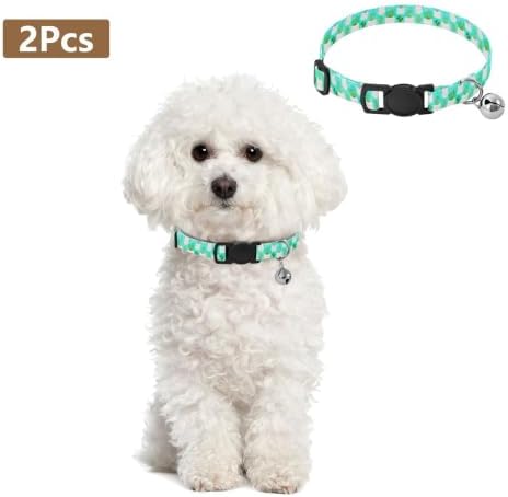 Cute Cacti Succulents Cat Bell Collar 2 Pack Pet Collar Adjustable Length 10.6" to 17.1"