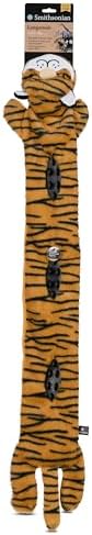 Smithsonian Longamals Tiger Plush Dog Toy – 40" Crinkle & Squeaky, Stuffing-Free Interactive Tug Toy for Medium & Large Dogs