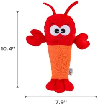 Outward Hound Coated Critterz Dog Toy – Plush & Molded Texture, Squeaky Fetch, Small & Medium Dogs, Lobster, 10.4"