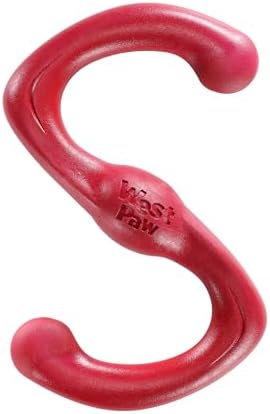 WEST PAW Zogoflex Bumi Dog Tug Toy – S-Shaped, Lightweight Chew Toys for Fetch, Play, Pet Exercise – Tug of War Soft Flinging Squishy Chewy Toy for Dogs – Guaranteed, Latex-Free, Small 8", Ruby