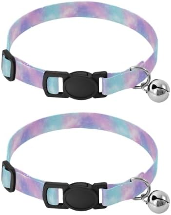 Pastel Galaxy Gradients Blue Kitten Collar 2 Pack Comfortable Cat Collar Adjustable Length 10.6" to 17.1"