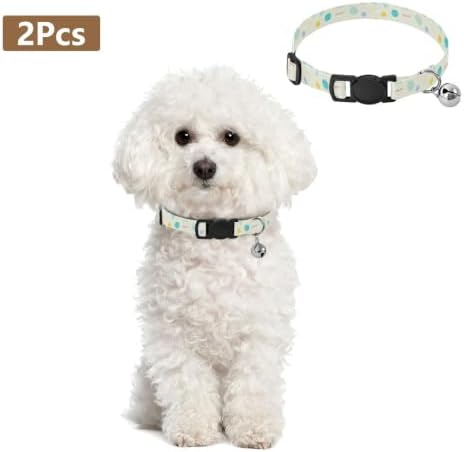 Retro Geometric Shapes Cream Easy to Wear Kitten Collar 2 Pack Collars for Cats