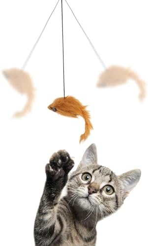 SPOT A-Door-Able Bouncing Mouse Cat Toy - Hanging Rattle & Catnip Interactive Toy, Entertain Cats for Hours, Indulge Natural Hunting Instincts, Provide Mental Stimulation, Suspend From Any Door Frame
