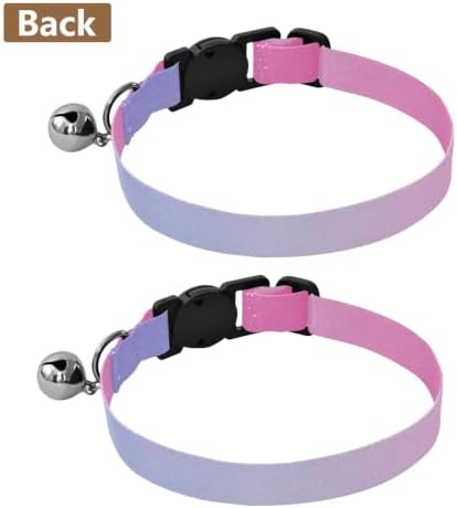 2 Pack Small Dog Collar Purple Pink Gradient Small Dog Collar with Bell, Adjustable 10.6 to 17.1 Inches