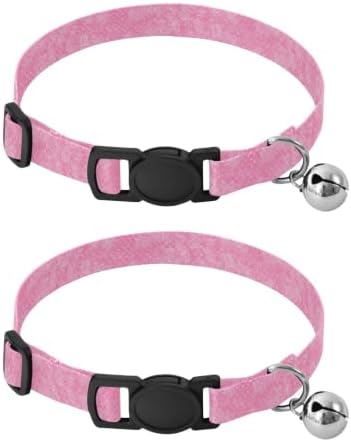 Hearts Circles Cat Collar with Bell 2 Pack Pet Collar Adjustable 10.6 to 17.1 Inches