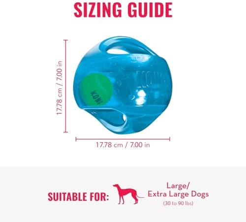 Kong Jumbler Ball - Interactive Toy for Dog & Puppy Playtime - Fetch Toy with Tennis Ball - Dog Supplies for Engaging Play - for Large/XL Dogs - Randomly Provided Color