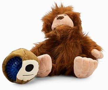 Flourish Pets 3 in 1 Multi-Layer Chew Toy for Active Dogs | Non-Toxic BPA Free Double Stitched Soft Fabric Exterior Dog Toys | Long-Lasting Dog Plush Toys (Large Sasquatch 11")