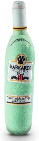 Dog Diggin Designs Barkardi Rum Plush Dog Toy | Luxury-Inspired Parody Rum Bottle Dog Toy with Squeaker, Soft Plush Novelty Dog Toy – Shaken, Not Stirred!