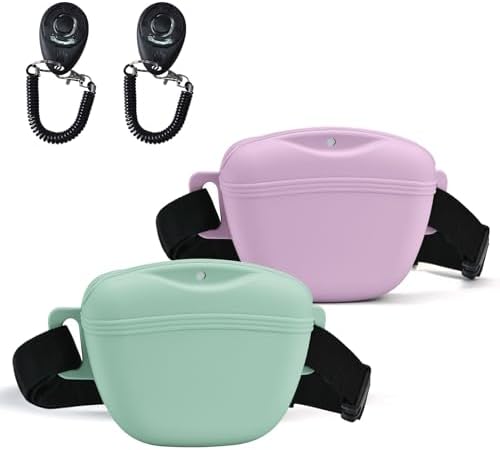 AUDWUD Magnetic Silicone Dog Treat Pouch with Adjustable Belt