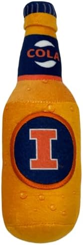 NCAA Illinois Fighting Illini Beer Bottle Plush Dog & CAT Squeak Toy - Cutest Stadium SODA Bottle Snack Plush Toy for Dogs & Cats with Inner Squeaker & Beautiful Football/Basketball Team Name/Logo
