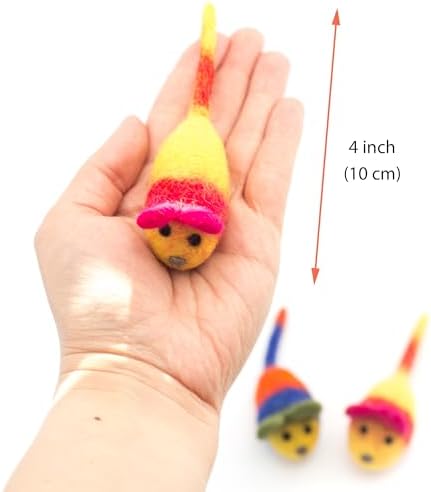 Glaciart One Wool Felt Mouse Cat Toys with Catnip – 3 Pack | 100% Handmade, Eco-Friendly, Durable | Natural, Safe for Indoor Cats | Minimalist Design