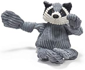 HuggleHounds Knottie Plush Dog Toy - Dog Stuffed Animal Toy, Puppy Toys, Squeaky Dog Toy for Small, Medium & Large Dogs, Durable Plush to Keep Them Busy - Reggie Racoon, Small