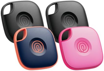 Life360 Tile - Bluetooth Tracker, Keys Finder and Item Locator for Keys, Bags and More. Phone Finder. Both iOS and Android Compatible. 4-Pack (Black/Pink Punch/Navy Blaze)