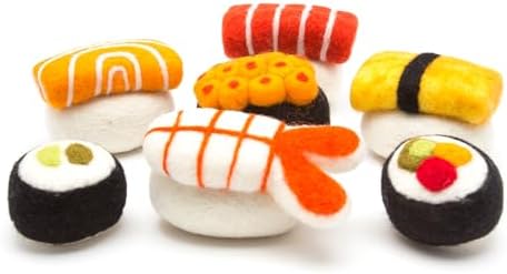Glaciart One Wool Sushi Cat Toy Set with Catnip | Cute Cat Toy for Interaction & Boredom Relief, Encourages to Exercise, Explore & Play | Filled w/Organic Catnip to Help Sooth or Reduce Anxiety