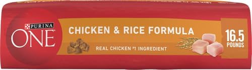 Purina ONE Chicken & Rice Formula Dry Dog Food, 16.5 lb Bag | High protein dog food with a microbiome balance and SmartBlend of ingredients like prebiotic fiber for gut and immune support