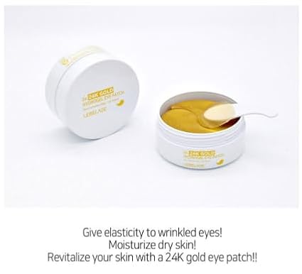 LEBELAGE Eye Patch Hydrogel 24K Gold 60 Sheets | Cooling Hydrogel Under Eye Patches with Gold | Moisturizing Eye Care for Daily Skincare Routine
