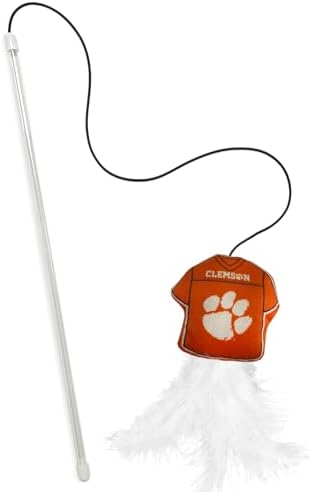 Pets First NCAA Clemson Tigers Team Jersey Wand with CAT NIP, Cat Toy Jersey Shaped Plush Teaser Toy for Cats & Kittens - Interactive Pet Toy for Play & Exercise