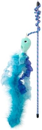 Quirky Kitty Nifty Narwhal Feather Wand and String Teaser Cat Toy, Catnip