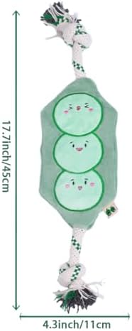 Green Sheep Interactive Plush Dog Toy, No Stuffing Squeaky Toy with Recycled Cotton Rope for Medium to Large Dogs, Chew Toy, Pea
