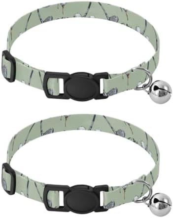 2 Pack Cat Collars Golf Clubs Dog Bell Collar, Adjustable 10.6 to 17.1 Inches