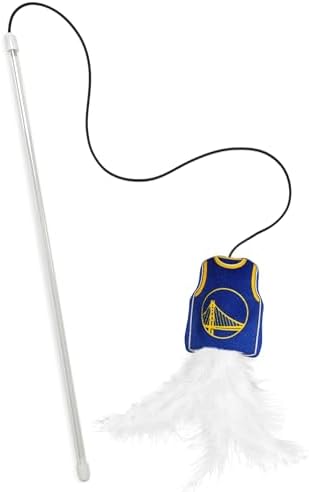 Pets First NBA Golden State Warriors Team Jersey Wand with CAT NIP, Cat Toy Jersey Shaped Plush Teaser Toy for Cats & Kittens - Interactive Pet Toy for Play & Exercise