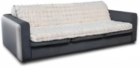 Dogs/Cats Bed Mats, Dog Pad Washable Removable Couch Cover with Anti-Slip Back, Plush Long Fur Mat, Perfect for Small, Medium and Large Dogs.(White-Bubble, 52"x82")