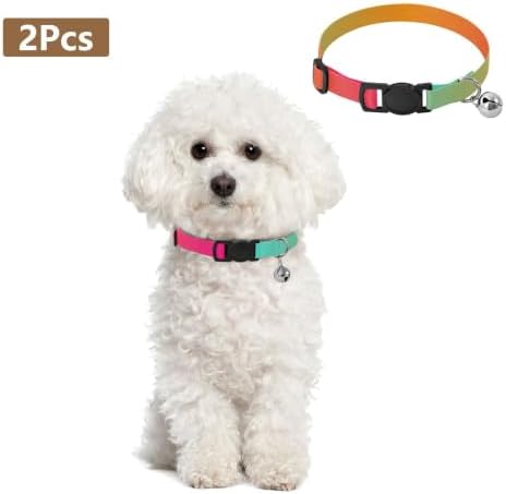 Green Red Gradient Cat Collars 2 Pack Comfortable Cat Collar Adjustable 10.6 to 17.1 Inches