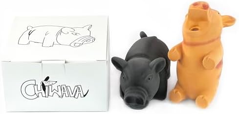 CHIWAVA 2PCS 6.5" Latex Cube Pig Dog Toy for Medium Large Dogs Grunt Sound