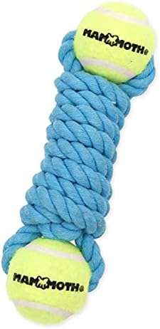 Mammoth Flossy Chews Twister Rope Toy with Tennis Balls – Premium Cotton-Poly Tug Toy for Dogs – Interactive Dog Tug Toy – Rope Dog Toy with Tennis Balls for Small Dogs - Mini 7.5" - Assorted Colors