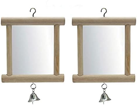 Litewoo Bird Mirror with Bell Parrot Swing Interactive Play Toys, 2PC