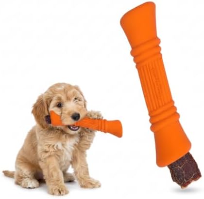 Green Sheep Enrichment Dog Bone for Puppies and Small Dogs, Natural Rubber Treat Dispensing Chew Toy with Textured Surface for Mental Stimulation & Dental Support, Interactive Dog Toys