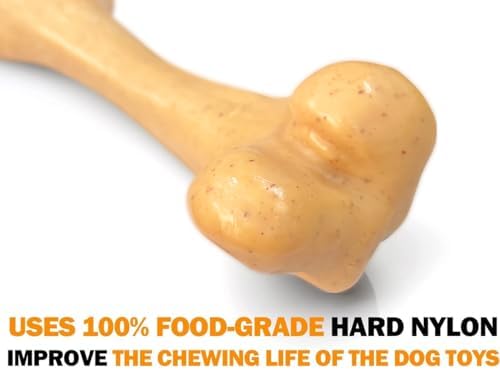 Indestructible Dog Toy for Aggressive Chewers, Nylon Chew Toy for Medium and Large Dogs, Durable Teething Toys for Puppies, Chicken Flavor