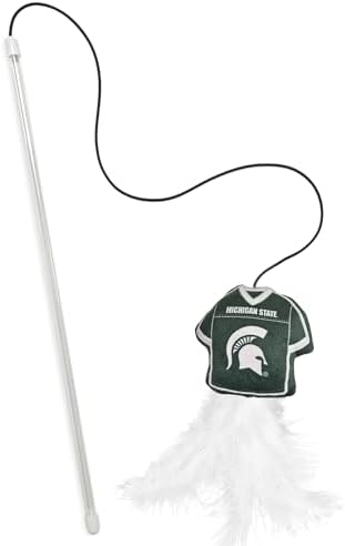 Pets First NCAA Michigan State Spartans Team Jersey Wand with CAT NIP, Cat Toy Jersey Shaped Plush Teaser Toy for Cats & Kittens - Interactive Pet Toy for Play & Exercise