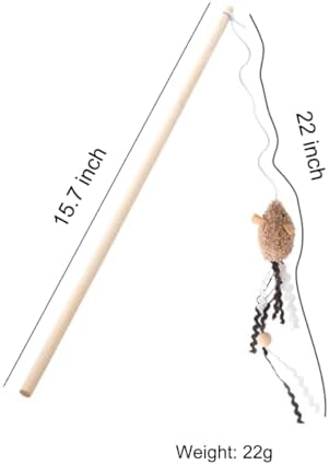 2 Pack of Cat Wand Toy Wood Cat Wand Mouse Toys with Catnip Interactive Kitten Toys for Indoor Cats