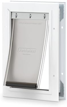 PetSafe Freedom Aluminum Pet Door, Dogs & Cats Under 15 lbs, Small, White | Solid Aluminum Frame, Tinted Vinyl Flap, Flap Opening 5.25" W x 8.125" H, Fits Doors 3/8-2 in Thick