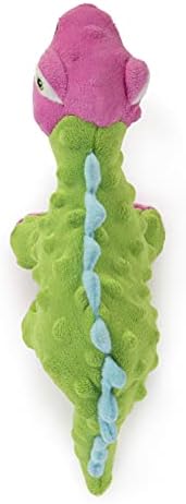 goDog Dinos Spike Squeaky Plush Dog Toy, Chew Guard Technology - Green, Small