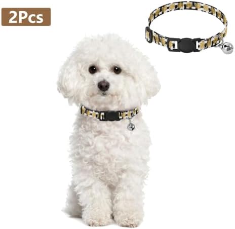 2 Pack Pet Collars Snowflakes Black White Bell Collar for Small Dogs, Adjustable Length 10.6" to 17.1"