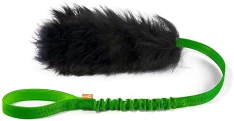 HOWGO Dog Rope Toy,Dog Bungee Chaser Toy 100% Sheepskin,Sheep Smell Tug Toy for All Breeds (Green, Short Without Ball)