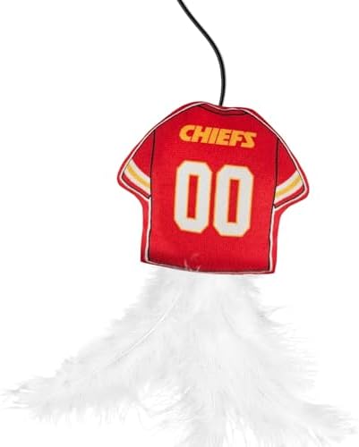 Pets First NFL Kansas City Chiefs Team Jersey Wand with CAT NIP, Cat Toy Jersey Shaped Plush Teaser Toy for Cats & Kittens - Interactive Pet Toy for Play & Exercise