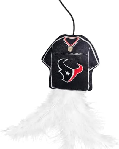 Pets First NFL Houston Texans Team Jersey Wand with CAT NIP, Cat Toy Jersey Shaped Plush Teaser Toy for Cats & Kittens - Interactive Pet Toy for Play & Exercise
