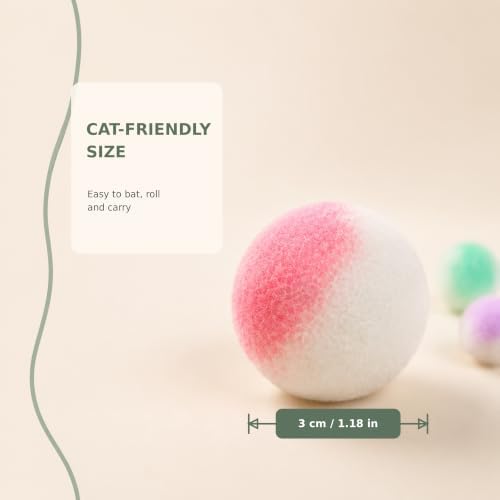 50-Pack Cat Toy Balls, 1.18-Inch Soft Fuzzy Pom Poms for Indoor Cats